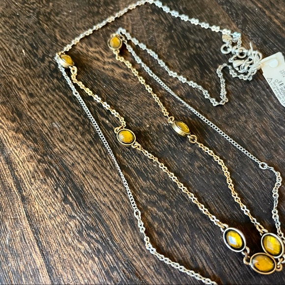 πππSOLDπππLUCKY BRAND Semi precious mixed metals beehive + stone long lay - Picture 7 of 11